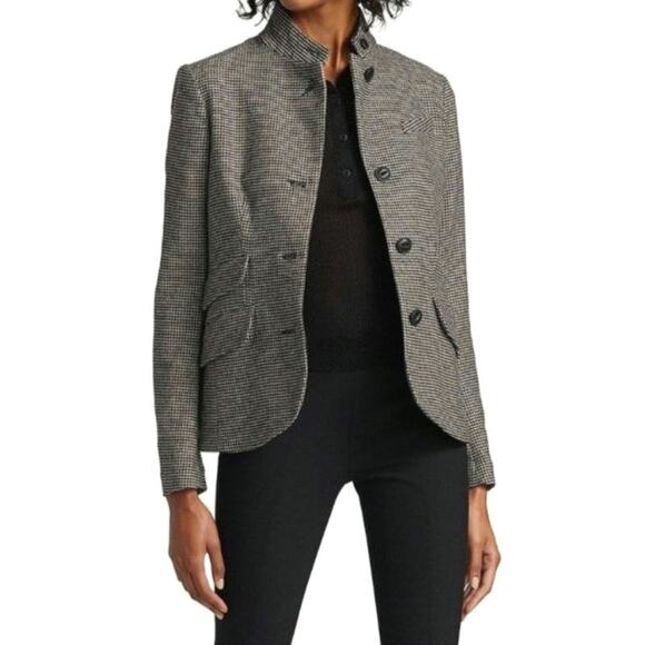 Rag & Bone Slade Houndstooth Wool Blazer Single Breasted Black White Work 12 - Picture 1 of 16